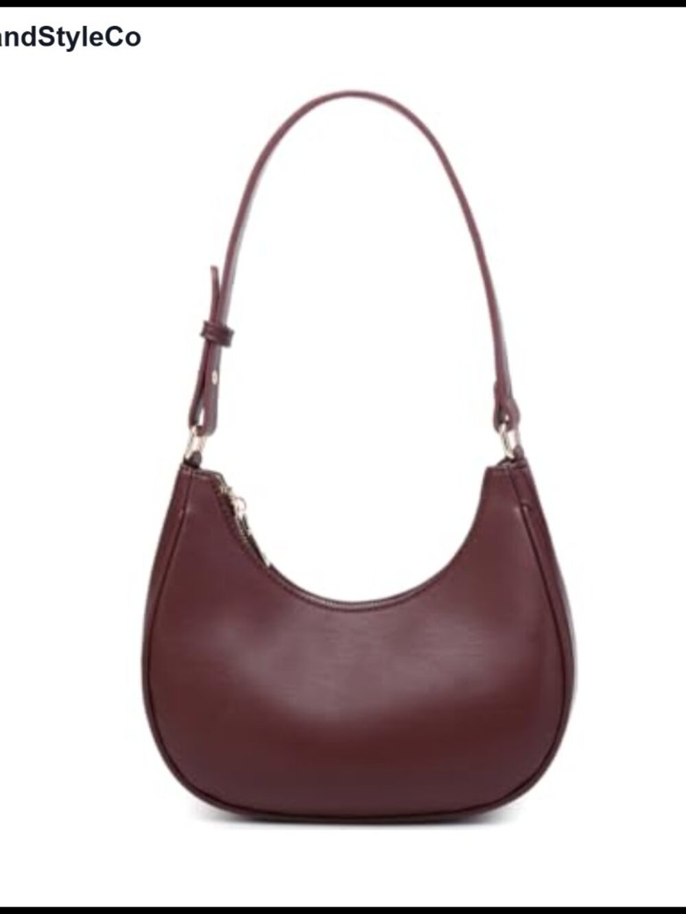 PU Leather Crescent Hobo Shoulder Bag Mini Clutch Purse Zipper Closure